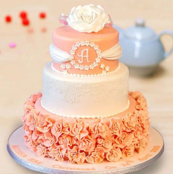 White and Peach Shade Cake